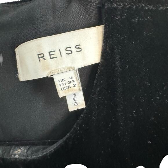 Reiss Bianca Black Velvet Long Sleeve Mini Dress - Picture 4 of 12